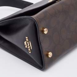 Coach Brown/Black Signature Canvas and Leather Tilly Top Handle Bag