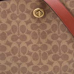 Pre Owned Coach Beige/Brick Red Coated Canvas and Leather Willow Shoulder Bag