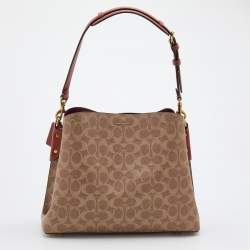 Pre Owned Coach Beige/Brick Red Coated Canvas and Leather Willow Shoulder Bag