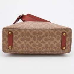 Pre Owned Coach Beige/Brick Red Coated Canvas and Leather Willow Shoulder Bag
