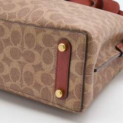 Pre Owned Coach Beige/Brick Red Coated Canvas and Leather Willow Shoulder Bag