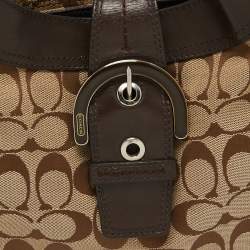 Pre Owned Coach Beige/Brown Signature Canvas and Leather Soho Lynn Hobo
