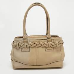 Coach Beige Grained Leather Hampton Tote