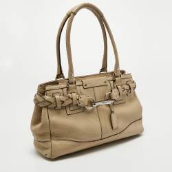 Coach Beige Grained Leather Hampton Tote