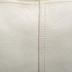 Pre Owned Coach White/Brown Leather Zip Hobo