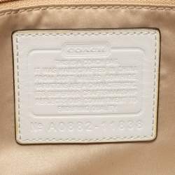 Pre Owned Coach White/Brown Leather Zip Hobo
