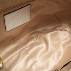 Pre Owned Coach White/Brown Leather Zip Hobo