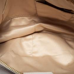 Pre Owned Coach White/Brown Leather Zip Hobo