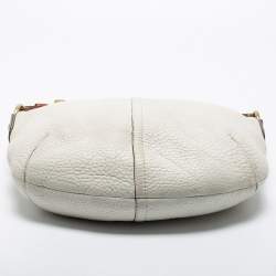 Pre Owned Coach White/Brown Leather Zip Hobo