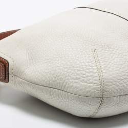 Pre Owned Coach White/Brown Leather Zip Hobo