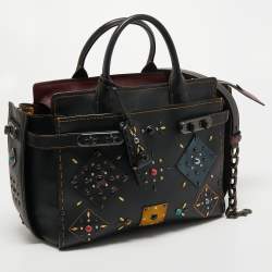 Pre Owned Coach Black Leather Swagger Carryall Tote