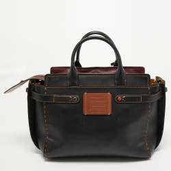 Pre Owned Coach Black Leather Swagger Carryall Tote