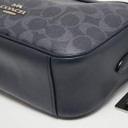 Coach Navy Blue Signature Coated Canvas and Leather Jes Camera Crossbody Bag