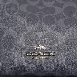Coach Navy Blue Signature Coated Canvas and Leather Jes Camera Crossbody Bag