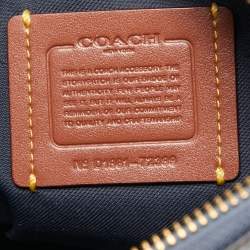 Pre Owned Coach Blue Leather Charlie Rivets Wristlet Pouch