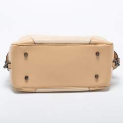 Coach Beige/Cream Snakeskin and Leather Colorblock Satchel 