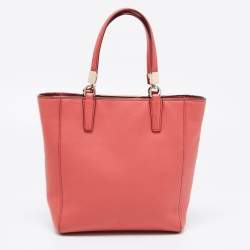 Pre Owned Coach Red Leather Zip Tote
