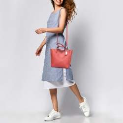 Pre Owned Coach Red Leather Zip Tote