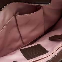 Pre Owned Coach Dark Brown Leather and Patent Tote