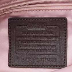 Pre Owned Coach Dark Brown Leather and Patent Tote