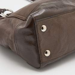 Pre Owned Coach Dark Brown Leather and Patent Tote