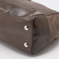 Pre Owned Coach Dark Brown Leather and Patent Tote