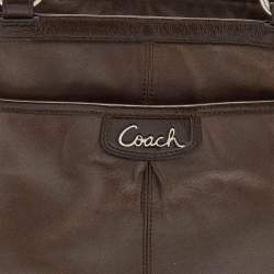 Pre Owned Coach Dark Brown Leather and Patent Tote