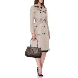 Pre Owned Coach Dark Brown Leather and Patent Tote