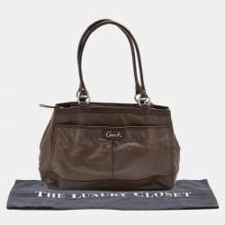 Pre Owned Coach Dark Brown Leather and Patent Tote