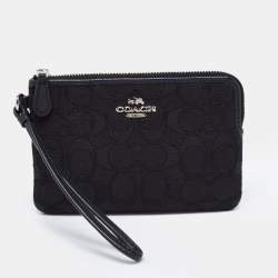 Coach Black Signature Canvas and Leather Wallet