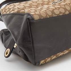 Pre Owned Coach Beige/Brown Signature Canvas and Leather Edie Shoulder Bag