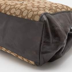 Pre Owned Coach Beige/Brown Signature Canvas and Leather Edie Shoulder Bag