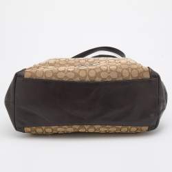 Pre Owned Coach Beige/Brown Signature Canvas and Leather Edie Shoulder Bag