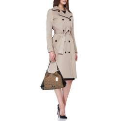 Pre Owned Coach Beige/Brown Signature Canvas and Leather Edie Shoulder Bag