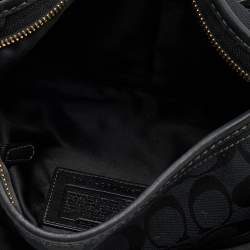 Coach Black Signature Canvas and Leather Buckle Baguette