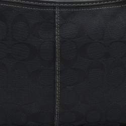 Coach Black Signature Canvas and Leather Buckle Baguette