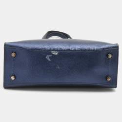 Pre Owned Coach Metallic Navy Blue Leather Avenue Tote