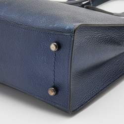 Pre Owned Coach Metallic Navy Blue Leather Avenue Tote