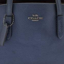 Pre Owned Coach Metallic Navy Blue Leather Avenue Tote