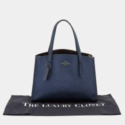 Pre Owned Coach Metallic Navy Blue Leather Avenue Tote