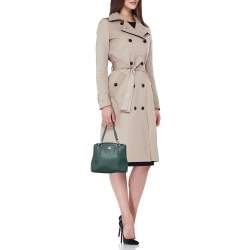 Pre Owned Coach Dark Green Leather Surrey Carryall Tote