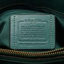 Pre Owned Coach Dark Green Leather Surrey Carryall Tote