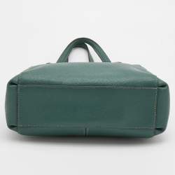 Pre Owned Coach Dark Green Leather Surrey Carryall Tote