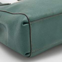Pre Owned Coach Dark Green Leather Surrey Carryall Tote