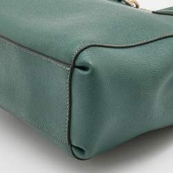 Pre Owned Coach Dark Green Leather Surrey Carryall Tote