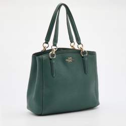 Pre Owned Coach Dark Green Leather Surrey Carryall Tote
