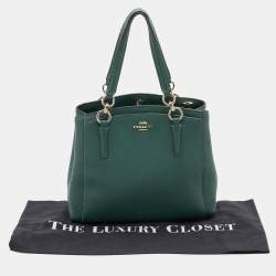 Pre Owned Coach Dark Green Leather Surrey Carryall Tote