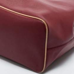 Pre Owned Coach Burgundy/Beige Leather Tote