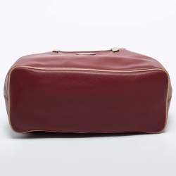 Pre Owned Coach Burgundy/Beige Leather Tote