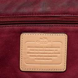 Pre Owned Coach Burgundy/Beige Leather Tote